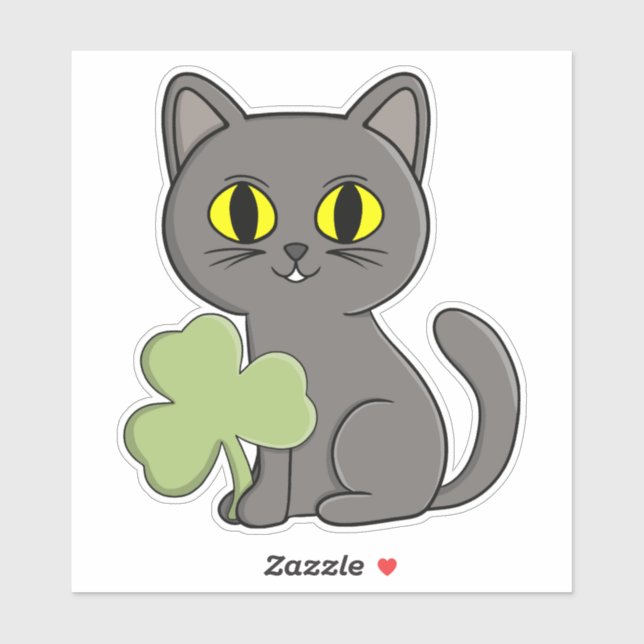 Grey Cat Shamrock Clover Charm (Sheet)