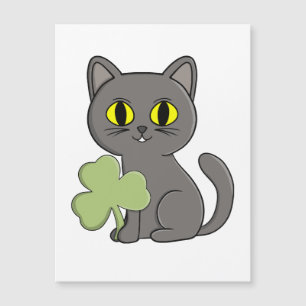 Grey Cat Shamrock Clover Charm
