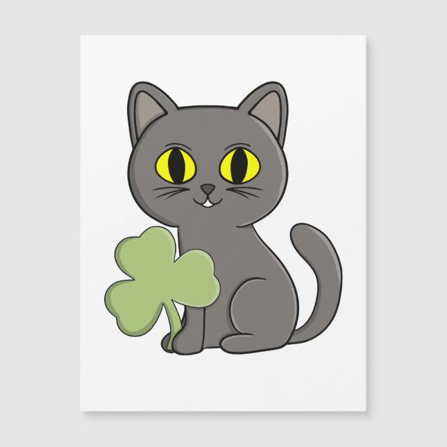 Grey Cat Shamrock Clover Charm (Front)