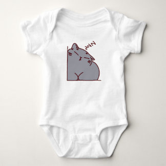 Grey Cat Sleeping Baby Bodysuit