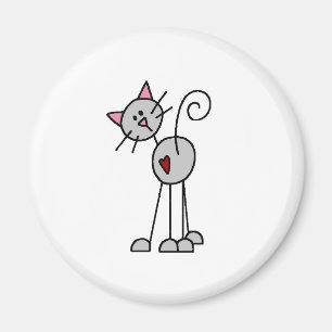 Grey Cat Stick Figure Magnet