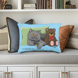 Grey Cat Teddy Bear Accent Pillow