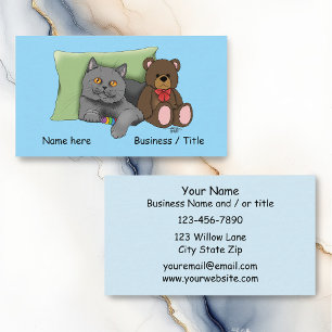 Grey Cat Teddy Bear Business Card