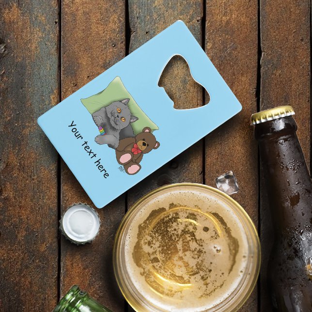 Grey Cat Teddy Bear Credit Card Bottle Opener (Creator Uploaded)