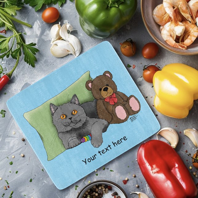 Grey Cat Teddy Bear Cutting Board (Creator Uploaded)