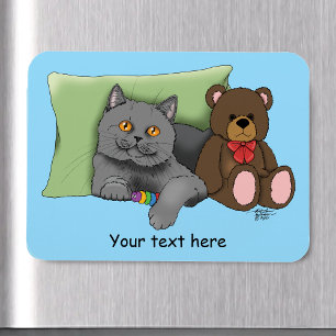 Grey Cat Teddy Bear Magnet