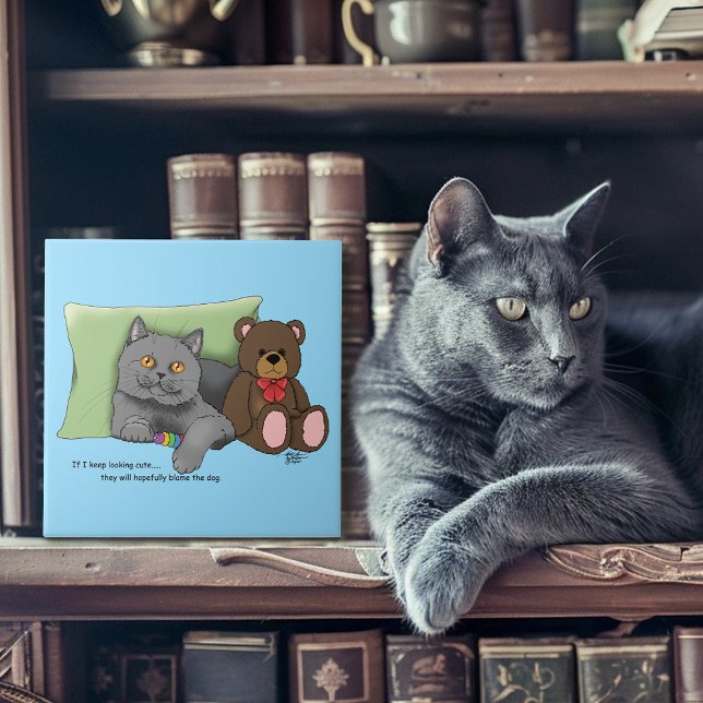 Grey Cat Teddy Bear Tile (Creator Uploaded)