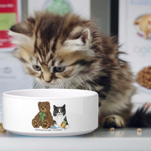 Grey Cat Teddyt Bear Peach Funny Bowl