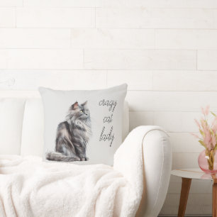 Grey Cat Throw Pillow