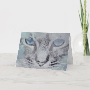 Grey Cat with Blue Eyes New Home Greeting Card