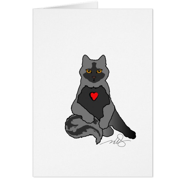Grey Cat with Heart (Front)
