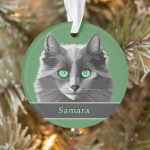 Grey Cat with Jade Green Eyes custom front & back