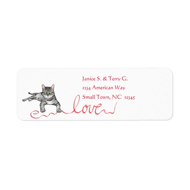 Grey Cat with Love Ribbon (Front)