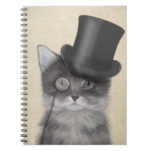 Grey Cat with Top Hat Notebook