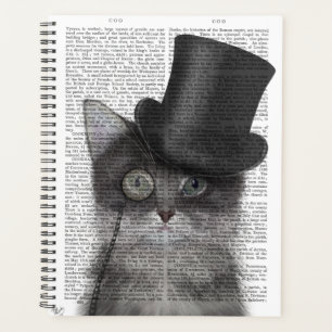 Grey Cat with Top Hat Planner