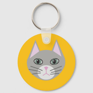 Grey Cat, Yellow Keychain