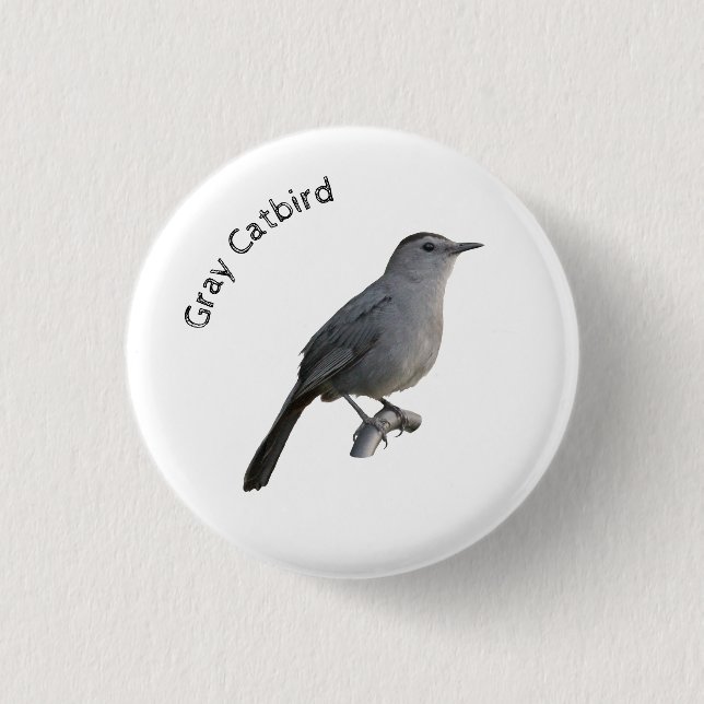 Grey Catbird 1 Inch Round Button (Front)