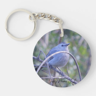 Grey Catbird On Branch Safety Harbour Keychain