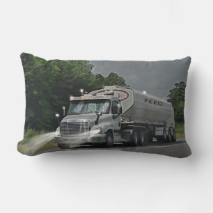 Grey Cattle Feed Cistern Truck for Truckers & Kids Lumbar Pillow