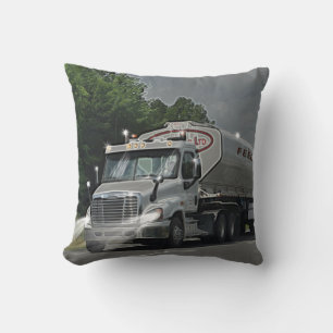 Grey Cattle Feed Cistern Truck for Truckers & Kids Throw Pillow
