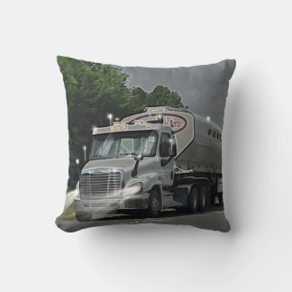 Grey Cattle Feed Cistern Truck for Truckers & Kids Throw Pillow