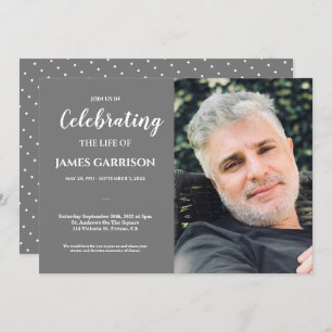 Grey Celebration of Life With Photo Funeral Invitation