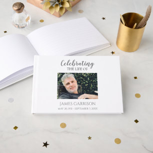 Grey Celebration of Life With Photo Memorial Guest Book