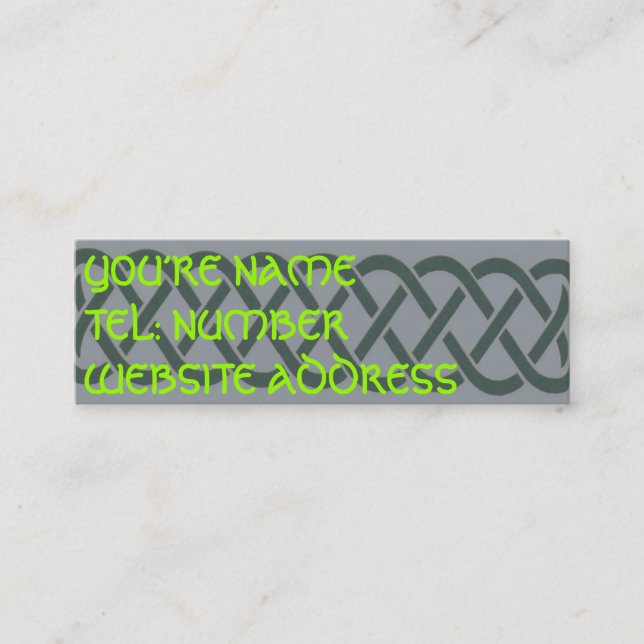 Grey Celtic knot on grey Mini Business Card (Front)