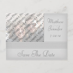 Grey Celtic Knot Photo Save the Date Postcard
