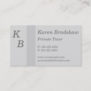 Grey Celtic Knot Private Tutor Business Card