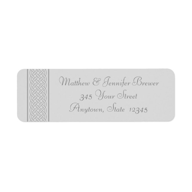 Grey Celtic Knot Thin Envelope Address Labels (Front)