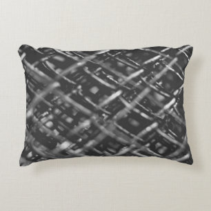 Grey chain link fence accent pillow