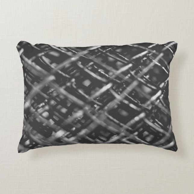 Grey chain link fence accent pillow (Front)