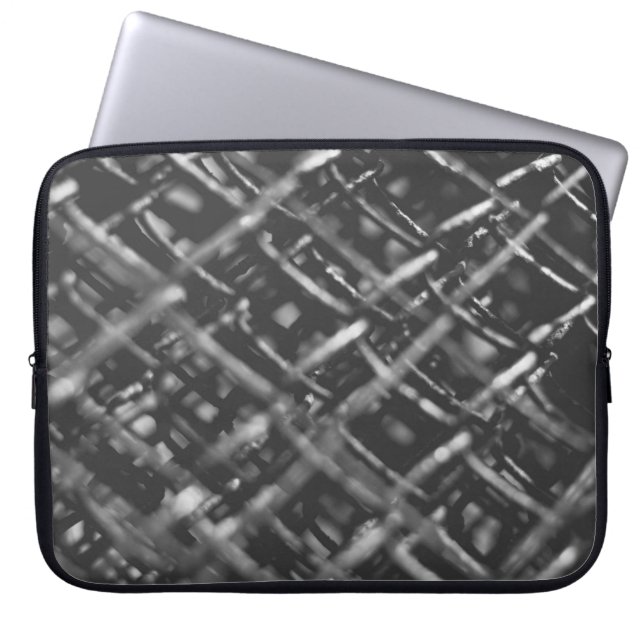 Grey chain link fence laptop sleeve (Front)