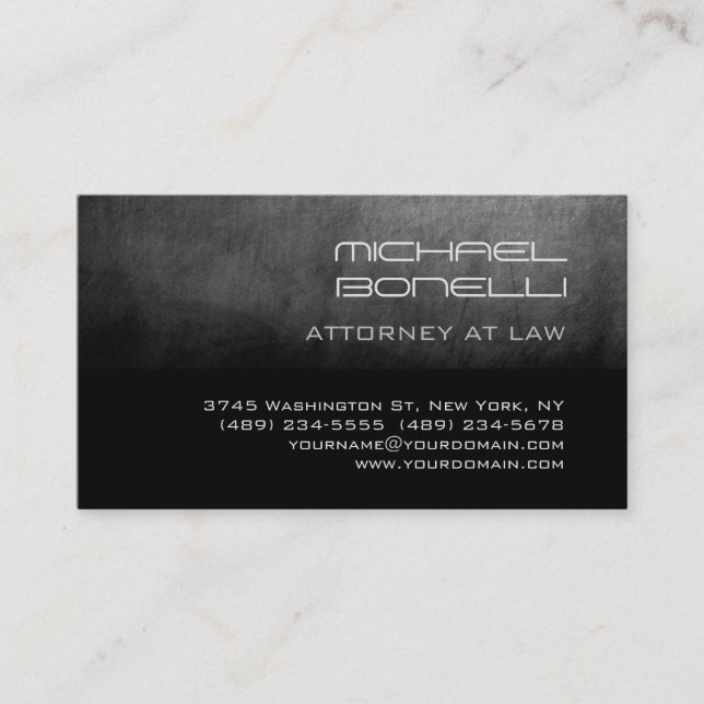 Grey Chalkboard Attorney at Law Business Card (Front)