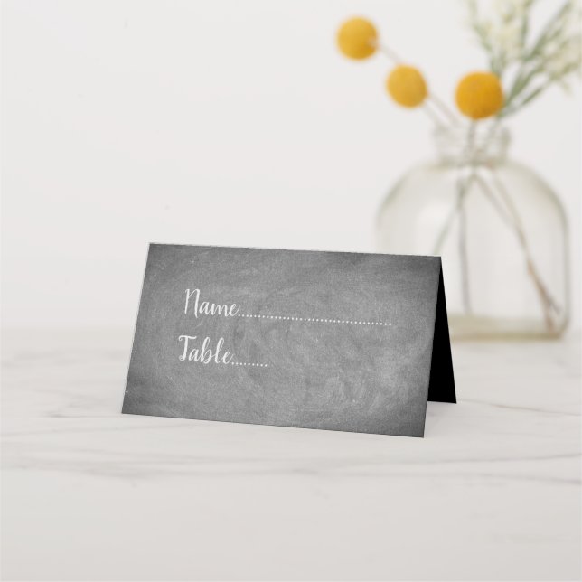 Grey Chalkboard Folded Place Card (Front)