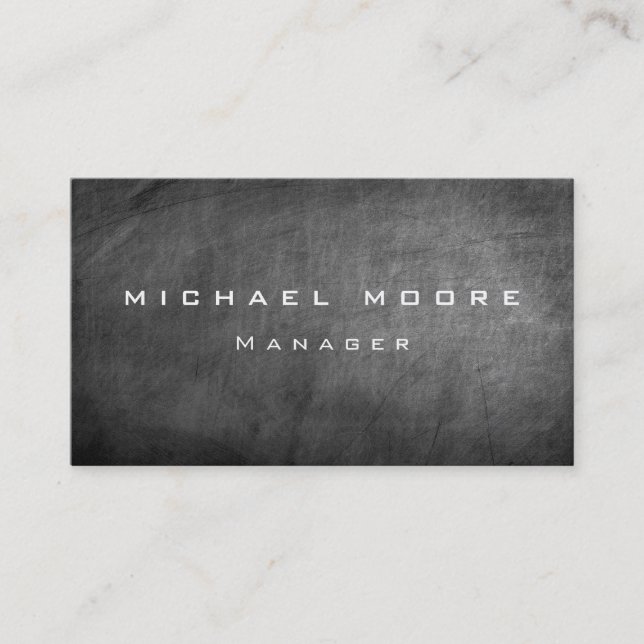 Grey Chalkboard Pattern Manager Business Card (Front)