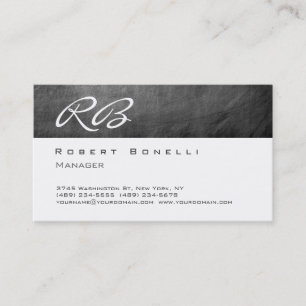 Grey Chalkboard Pattern Monogram Business Card