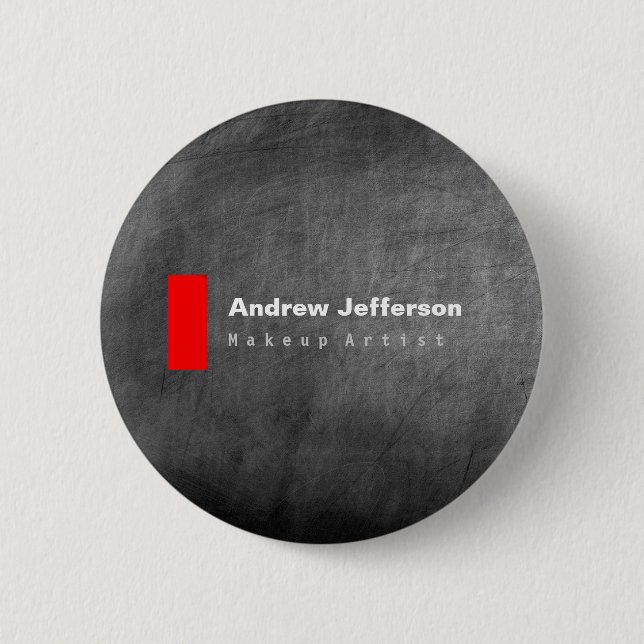 Grey Chalkboard Pattern Red 2 Inch Round Button (Front)