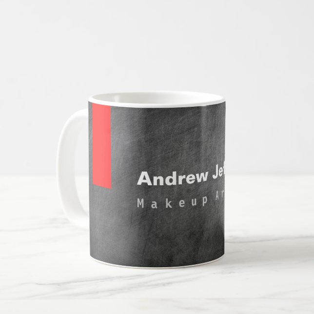 Grey Chalkboard Pattern Red Coffee Mug (Front Left)