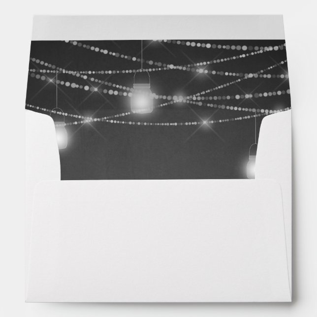 Grey Chalkboard & White Mason Jar String Lights Envelope (Back (Bottom))