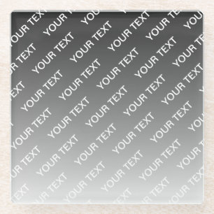 Grey (changeable colour) Ombre & Text Pattern Glass Coaster