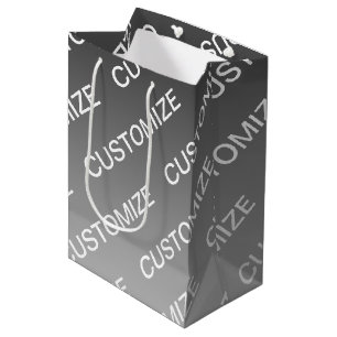 Grey (changeable colour) Ombre & Text Pattern Medium Gift Bag