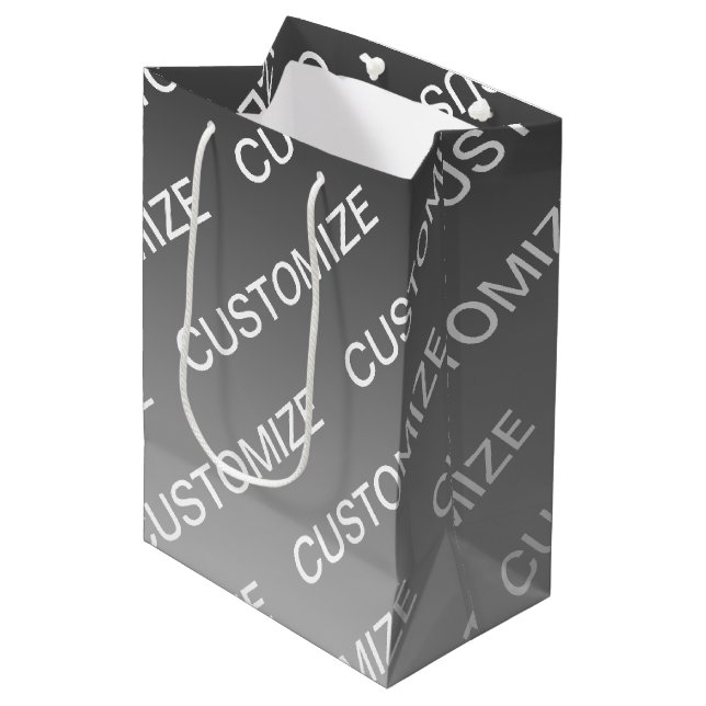 Grey (changeable colour) Ombre & Text Pattern Medium Gift Bag (Front Angled)