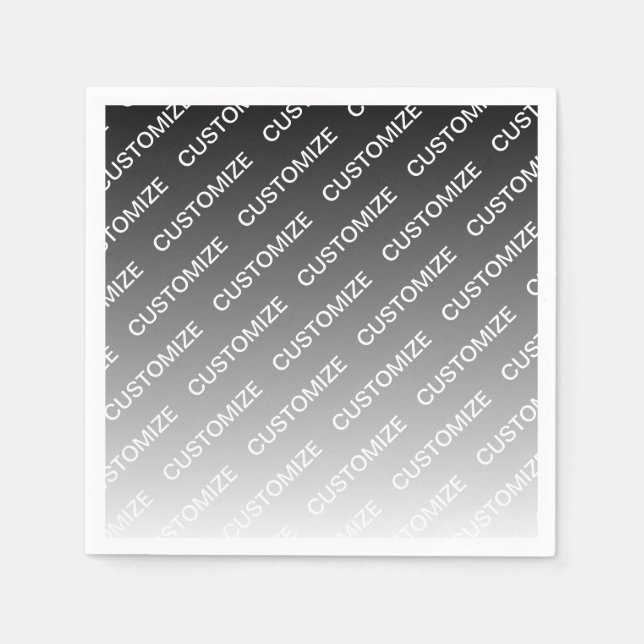 Grey (changeable colour) Ombre & Text Pattern Napkin (Front)