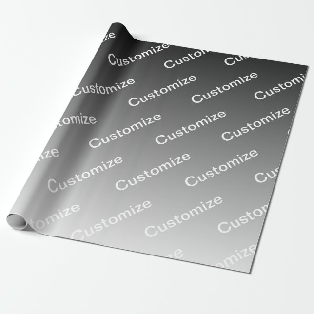 Grey (changeable colour) Ombre & Text Pattern Wrapping Paper (Unrolled)