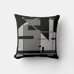 Grey Charcoal Black Bold Southwest Art Look Mosaic Throw Pillow