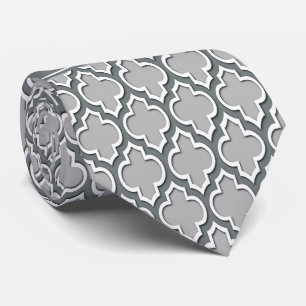 Grey Charcoal Moroccan #5DS Charcoal Name Monogram Tie