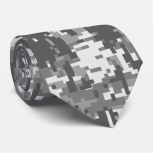 Grey Charcoal Urban Digital Camo Pattern Tie