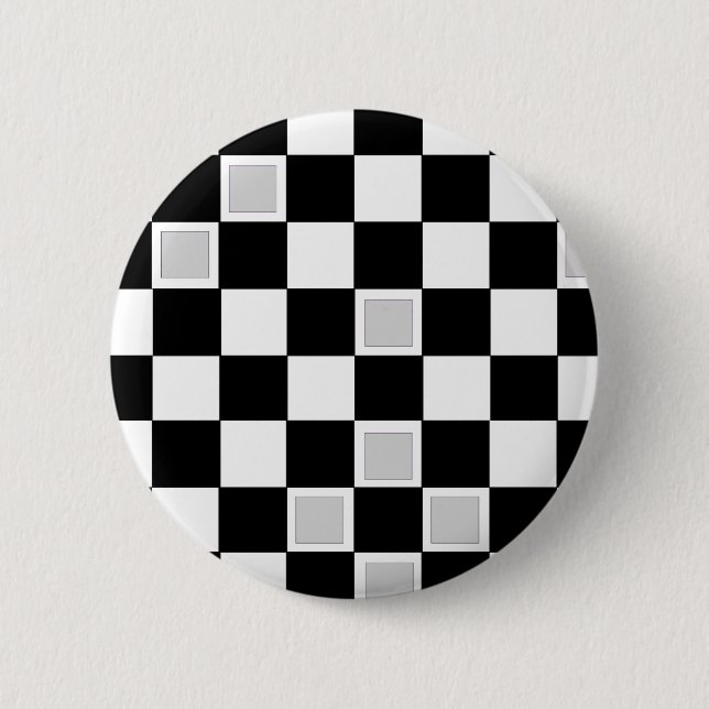 Grey Checkers 2 Inch Round Button (Front)